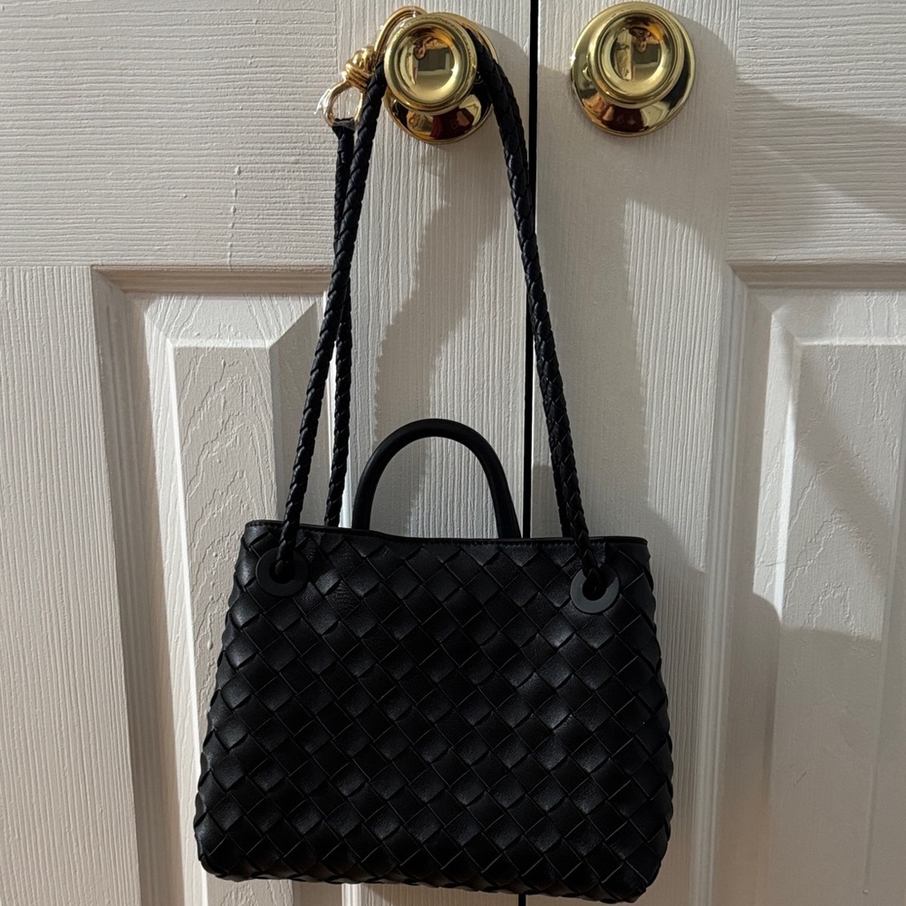 Elegant Black Woven Tote Bag